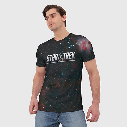 Мужская футболка Startrek iron logo and space / 3D-принт – фото 3