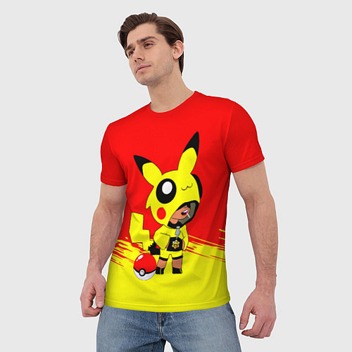 Мужская футболка Brawl starsLeon pikachu / 3D-принт – фото 3