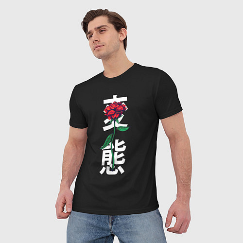 Мужская футболка Цветок в иероглифах / 3D-принт – фото 3