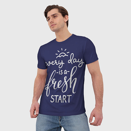 Мужская футболка Каждый день свежий старт / 3D-принт – фото 3