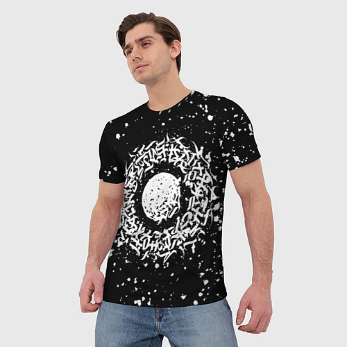 Мужская футболка Каллиграфия на чёрном фоне / 3D-принт – фото 3