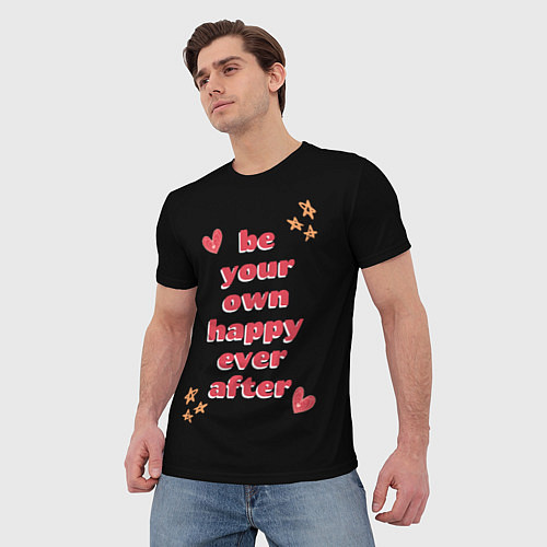 Мужская футболка Будь счастлив сам по себе / 3D-принт – фото 3