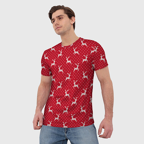 Мужская футболка Узор с оленями / 3D-принт – фото 3