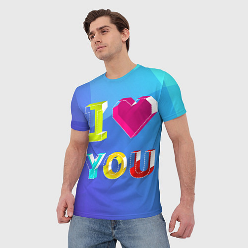 Мужская футболка I LOVE YOU / 3D-принт – фото 3