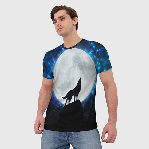 Мужская футболка Волк воющий на луну / 3D-принт – фото 3