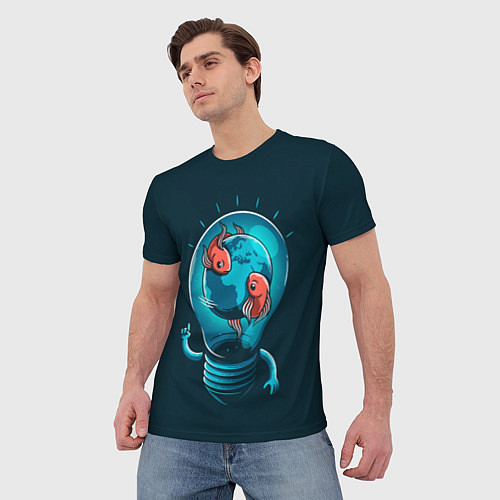 Мужская футболка Рыбки в лампочке / 3D-принт – фото 3