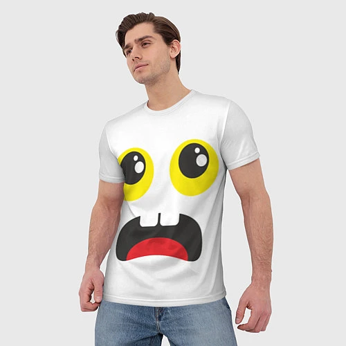 Мужская футболка Испуганное лицо / 3D-принт – фото 3