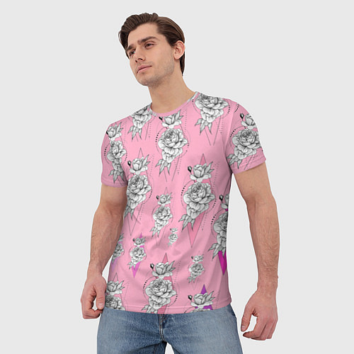 Мужская футболка Цветочная абстракция / 3D-принт – фото 3