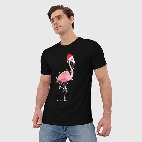 Мужская футболка Новогодний Фламинго / 3D-принт – фото 3