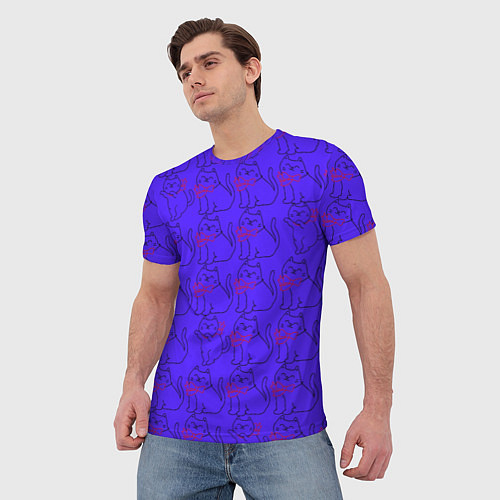 Мужская футболка Котята, фиолетовые котята / 3D-принт – фото 3