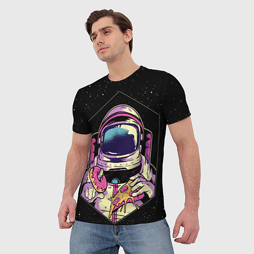 Мужская футболка Пицца, пончик и космос / 3D-принт – фото 3