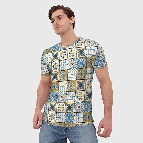Мужская футболка Плитка, орнамент, узор / 3D-принт – фото 3