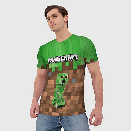 Мужская футболка MineCraft Крипер / 3D-принт – фото 3