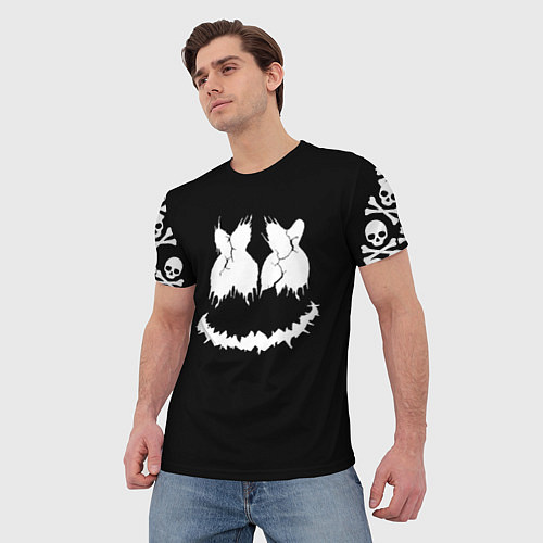 Мужская футболка Marshmello Dark Smile / 3D-принт – фото 3