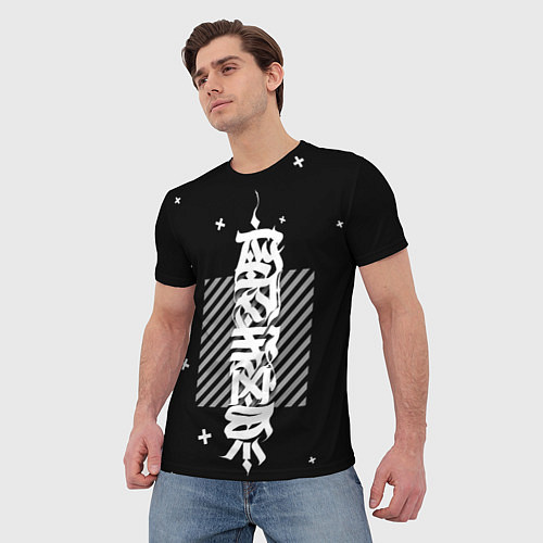 Мужская футболка CYBER calligraphy / 3D-принт – фото 3