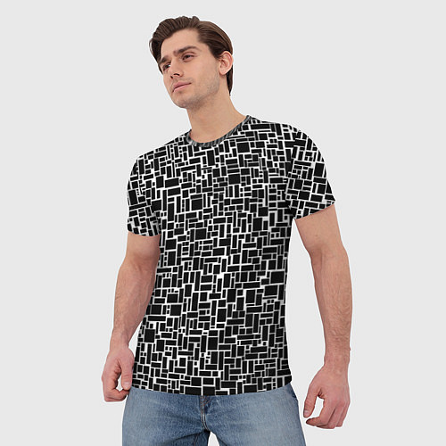 Мужская футболка Геометрия ЧБ Black & white / 3D-принт – фото 3