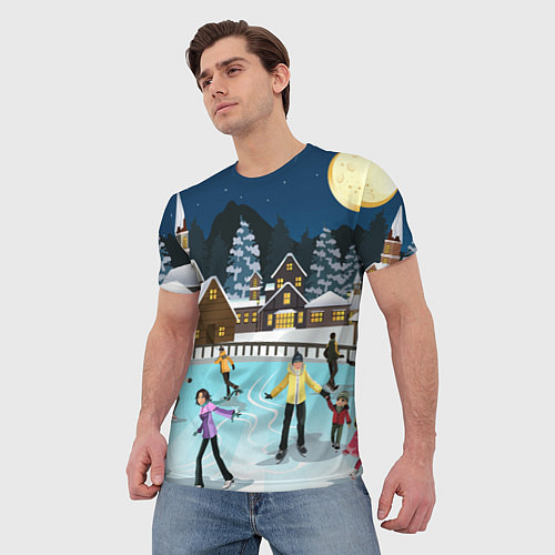 Мужская футболка Рождественский каток / 3D-принт – фото 3