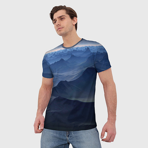 Мужская футболка Горный массив / 3D-принт – фото 3