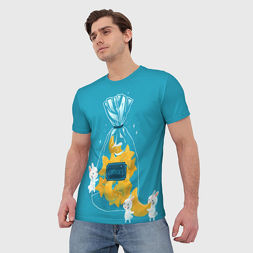 Мужская футболка Зайчики и печенье / 3D-принт – фото 3