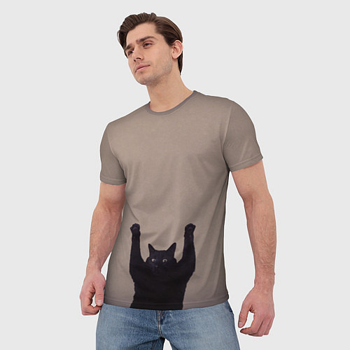 Мужская футболка Кот сдается / 3D-принт – фото 3