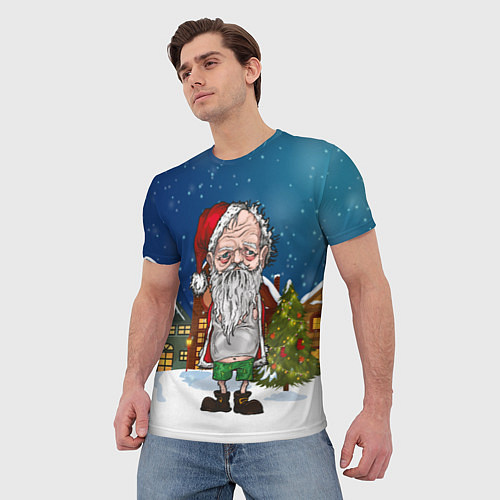 Мужская футболка Уставший Санта / 3D-принт – фото 3