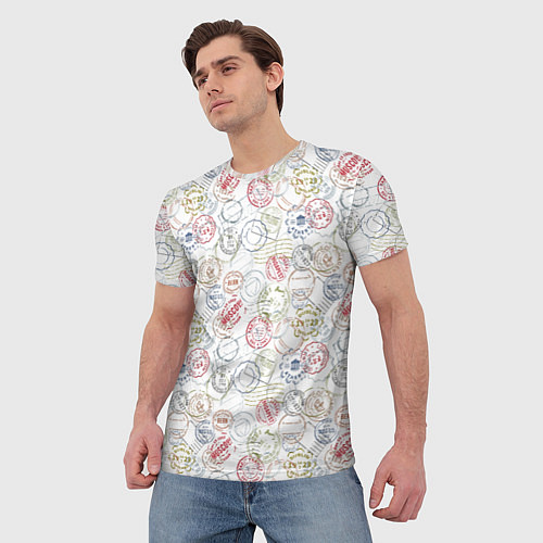 Мужская футболка Штампы мира / 3D-принт – фото 3