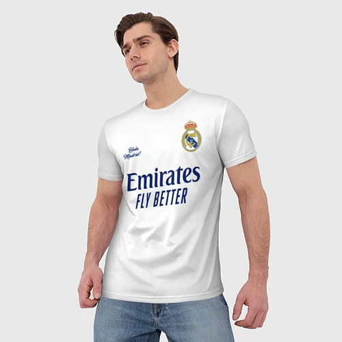 Мужская футболка REAL MADRID, домашняя 2021 / 3D-принт – фото 3