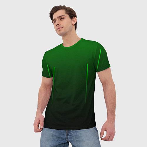 Мужская футболка Неоновые линии на градиенте / 3D-принт – фото 3
