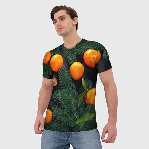 Мужская футболка Мандарины / 3D-принт – фото 3