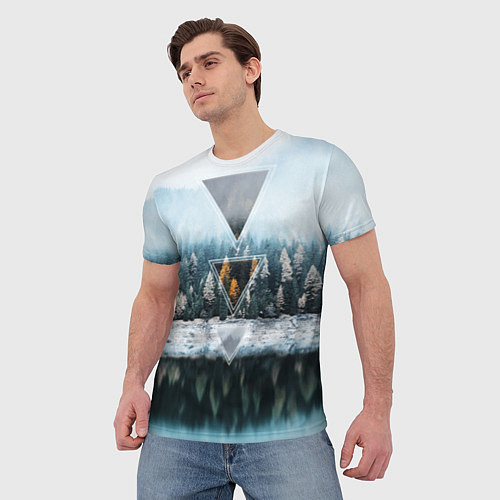 Мужская футболка Зимнее озеро / 3D-принт – фото 3