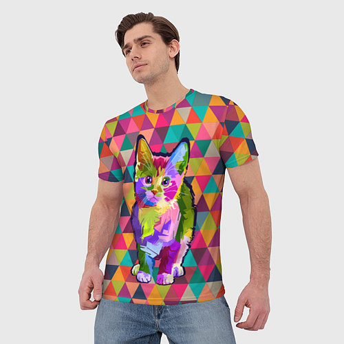 Мужская футболка Котик / 3D-принт – фото 3