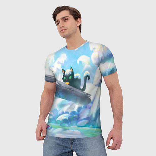 Мужская футболка Снежный котенок / 3D-принт – фото 3