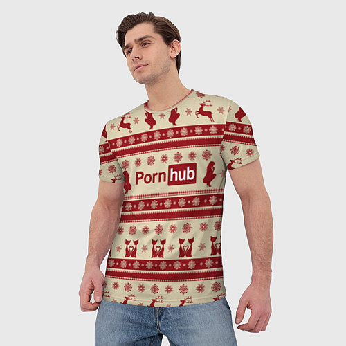 Мужская футболка Pornhub Новый год / 3D-принт – фото 3