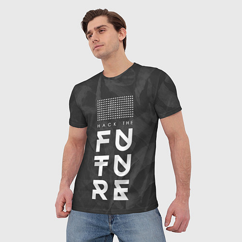 Мужская футболка Надпись Hack the future / 3D-принт – фото 3