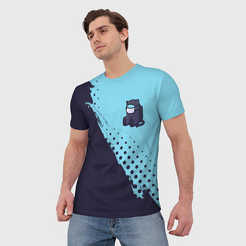 Мужская футболка AMONG US - Черный Котик / 3D-принт – фото 3