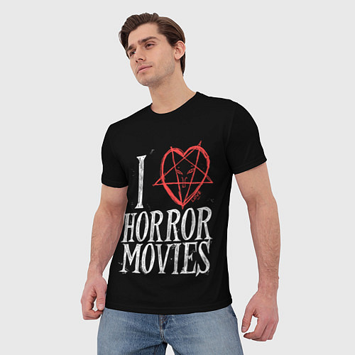 Мужская футболка I Love Horror Movies / 3D-принт – фото 3