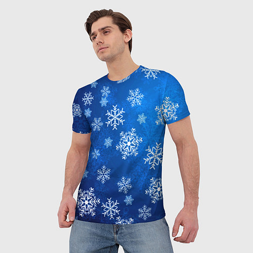 Мужская футболка Новый Год Снежинки / 3D-принт – фото 3