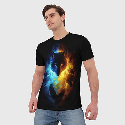 Мужская футболка Волки в огне / 3D-принт – фото 3