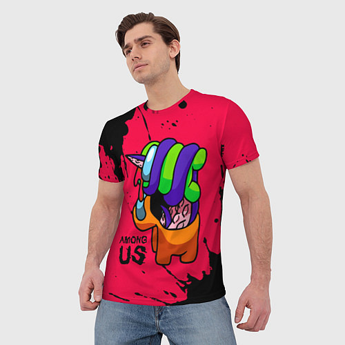 Мужская футболка AMONG US - ORANGE & GREEN / 3D-принт – фото 3