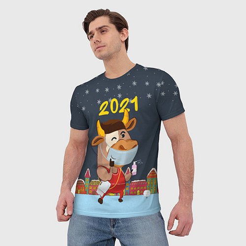 Мужская футболка Коронавирусный Новый Год / 3D-принт – фото 3