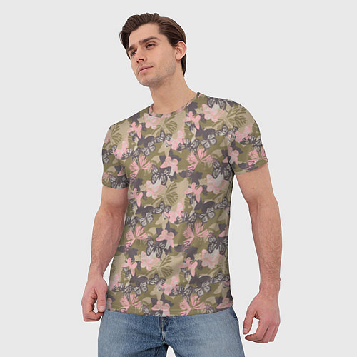 Мужская футболка Камуфляж с бабочками / 3D-принт – фото 3