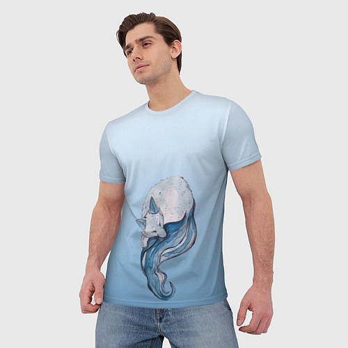 Мужская футболка Внутренний зимний лис / 3D-принт – фото 3