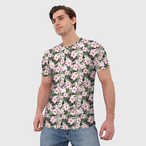 Мужская футболка Камуфляж из цветов / 3D-принт – фото 3