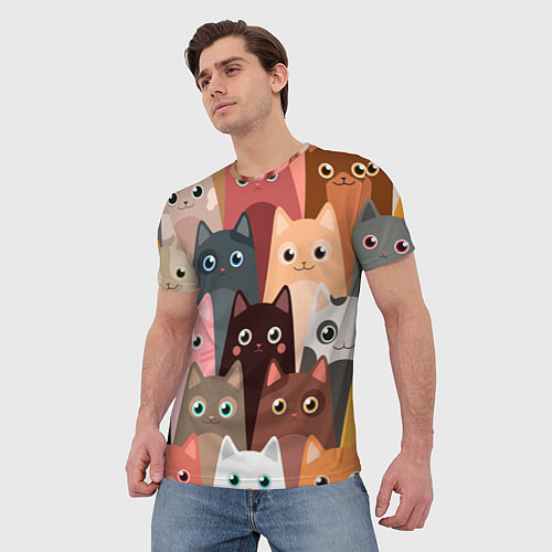 Мужская футболка Котики мультяшные / 3D-принт – фото 3