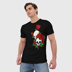 Футболка мужская Roses Skulls, цвет: 3D-принт — фото 2