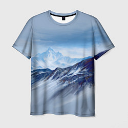 Футболка мужская Серо-голубые горы, цвет: 3D-принт