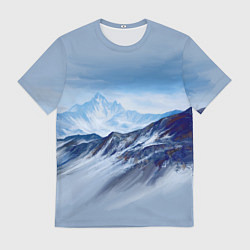 Футболка мужская Серо-голубые горы, цвет: 3D-принт