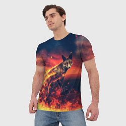 Футболка мужская Огненная лиса, цвет: 3D-принт — фото 2