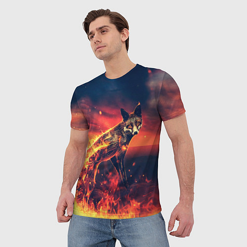 Мужская футболка Огненная лиса / 3D-принт – фото 3