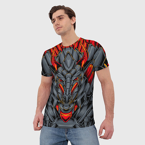 Мужская футболка Механический дракон / 3D-принт – фото 3